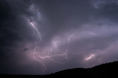 Low angle view of lightning in sky