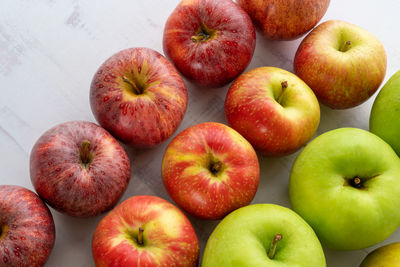 High angle view of apples