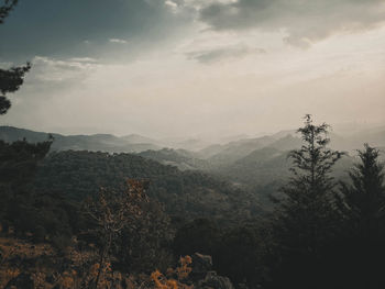 Scenic view of mountains against sky