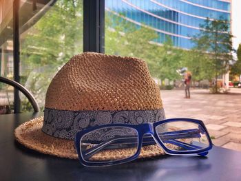 Close-up of sunglasses on table