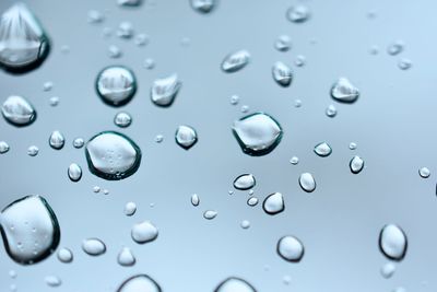 Full frame shot of raindrops on window