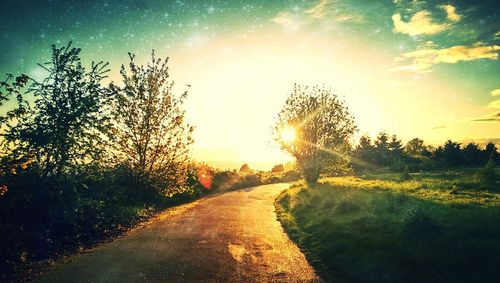 Country road at sunset