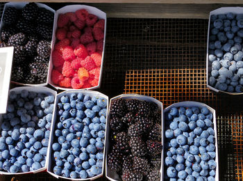 High angle view of fruits for sale at market stall