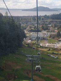 High angle view of street amidst buildings in city