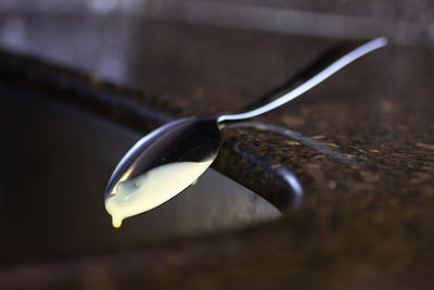 High angle view of ice cream on table