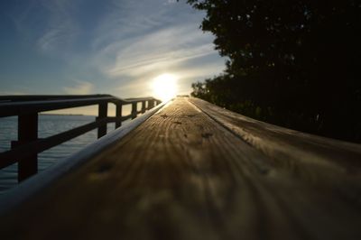 Surface level of road at sunset