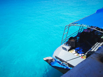 High angle view of ship in sea