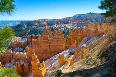 Panoramic view of rock formations against sky