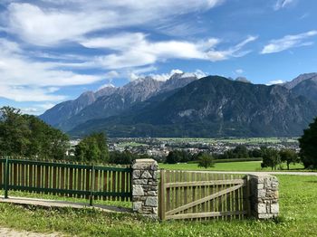 Scenic view of mountains against sky