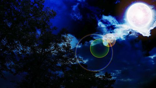 Low angle view of jellyfish against blue sky