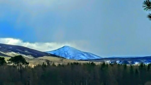 Scenic view of snow covered mountains