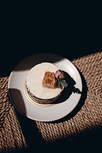 Close-up of dessert in plate on table