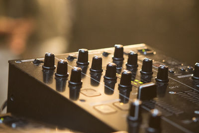 Close-up of sound mixer