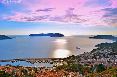 Scenic view of sea against sky at sunset