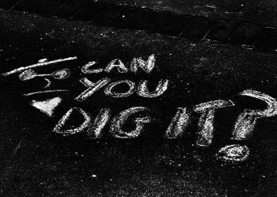 Close-up of text on wall