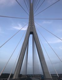 Low angle view of suspension bridge