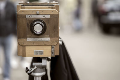 Close-up of vintage camera