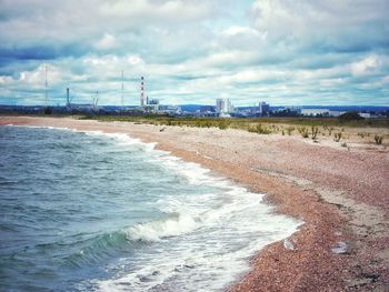 Scenic view of beach against sky