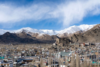 High angle view of townscape against sky