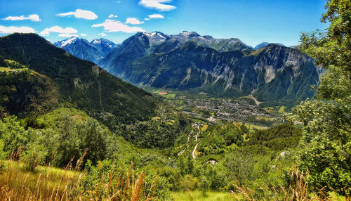 Scenic view of mountains against sky