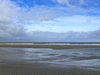 Scenic view of beach against sky