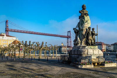 The imposing iron structure of the vizcaya bridge, portugalete, basque country, spain