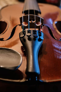 High angle view of violin