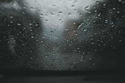 Close-up of raindrops on glass window