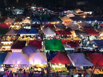 High angle view of people at market stall