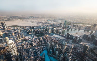 High angle view of buildings in city