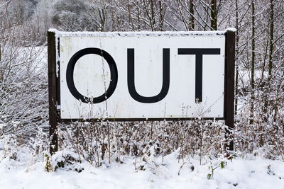 Text on snow covered field