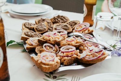 Close-up of food in plate on table