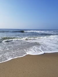 Scenic view of sea against clear sky