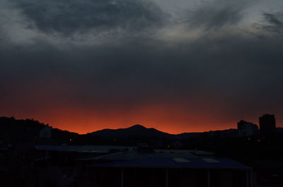 Cityscape against sky during sunset