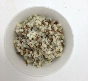 High angle view of breakfast in bowl on table