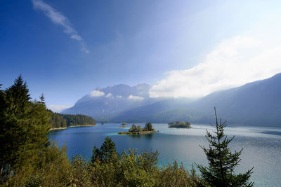 Scenic view of lake against sky