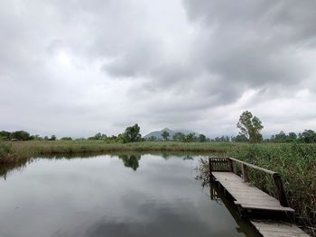 Scenic view of lake against sky