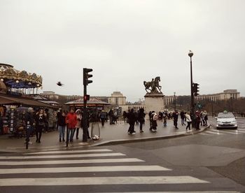 Group of people crossing road