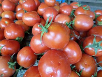 High angle view of tomatoes in market