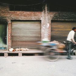 Blurred motion of building