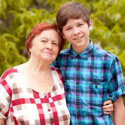 Senior woman with grandson at park