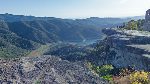 High angle view of mountain range