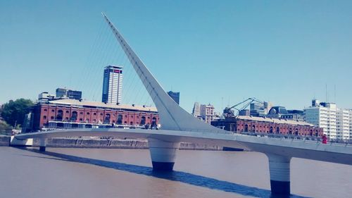 Suspension bridge against clear sky