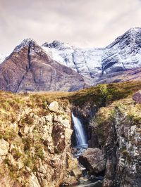 Rapids on mystic river coe, mountain landscape scenery in scotland. glen coe, scottish highlands