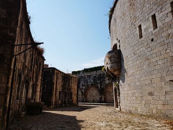 Low angle view of old ruin building