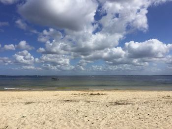 Scenic view of beach against sky