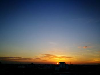 Silhouette of cityscape at sunset