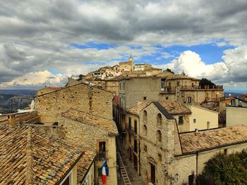 High angle view of townscape against sky