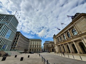 Low angle view of buildings against sky