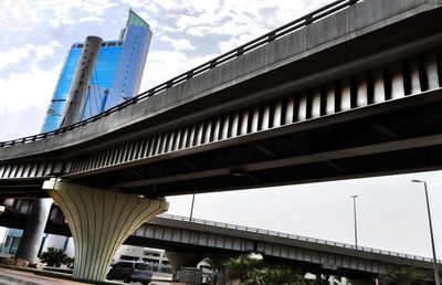 Low angle view of bridge against sky